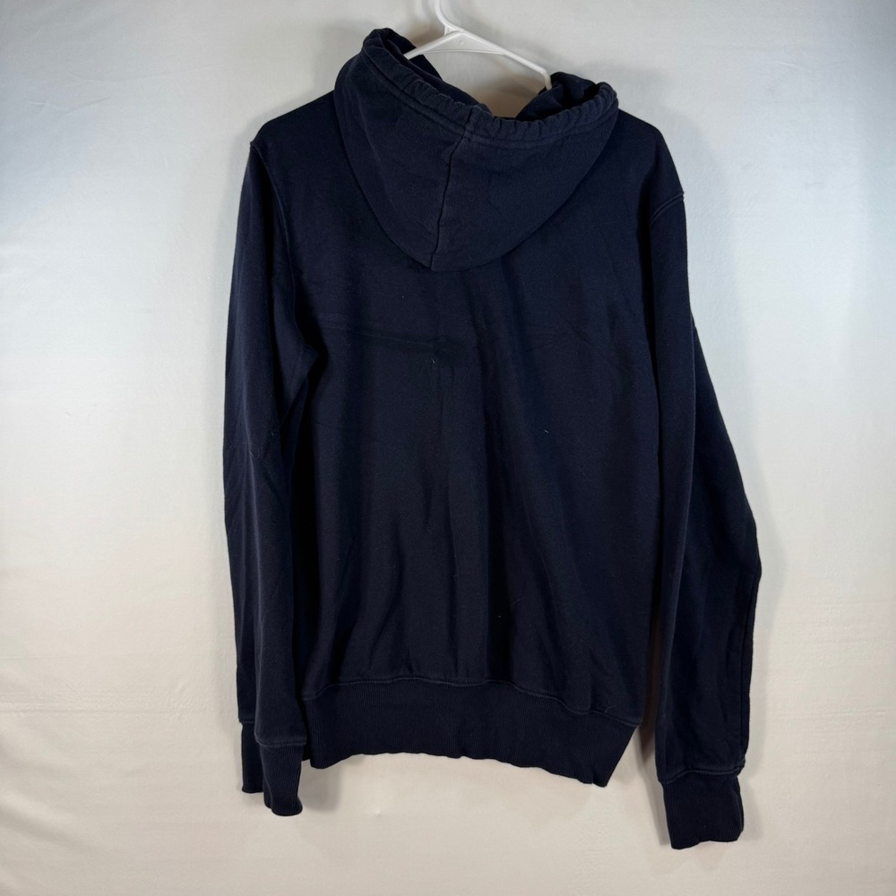 The North Face Mens Navy Blue Graphic Logo Fleece Hoodie Small Patriotic Pattern - Picture 2 of 8